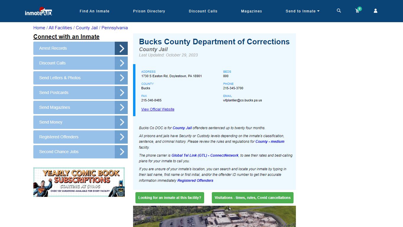 Bucks County Department of Corrections - Inmate Locator - Doylestown, PA