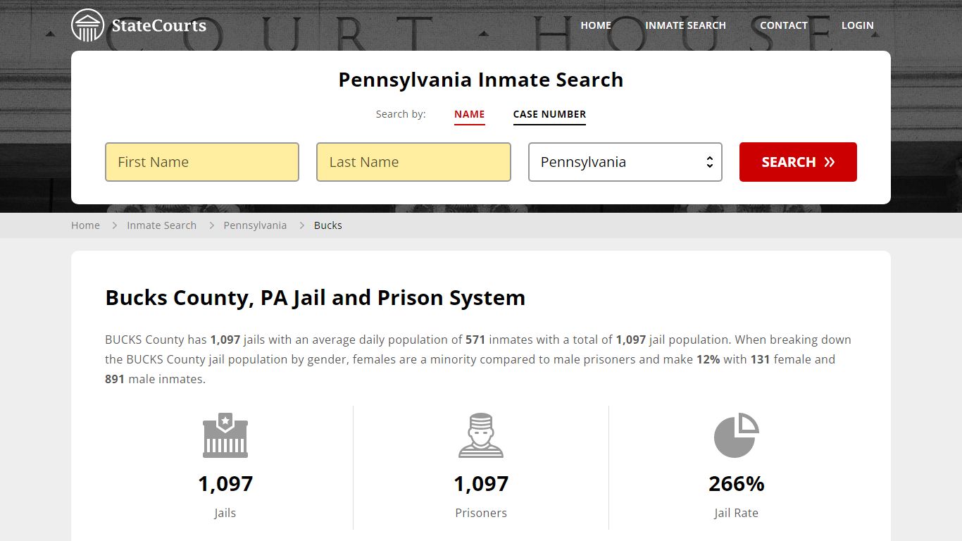 Bucks County, PA Inmate Search - StateCourts