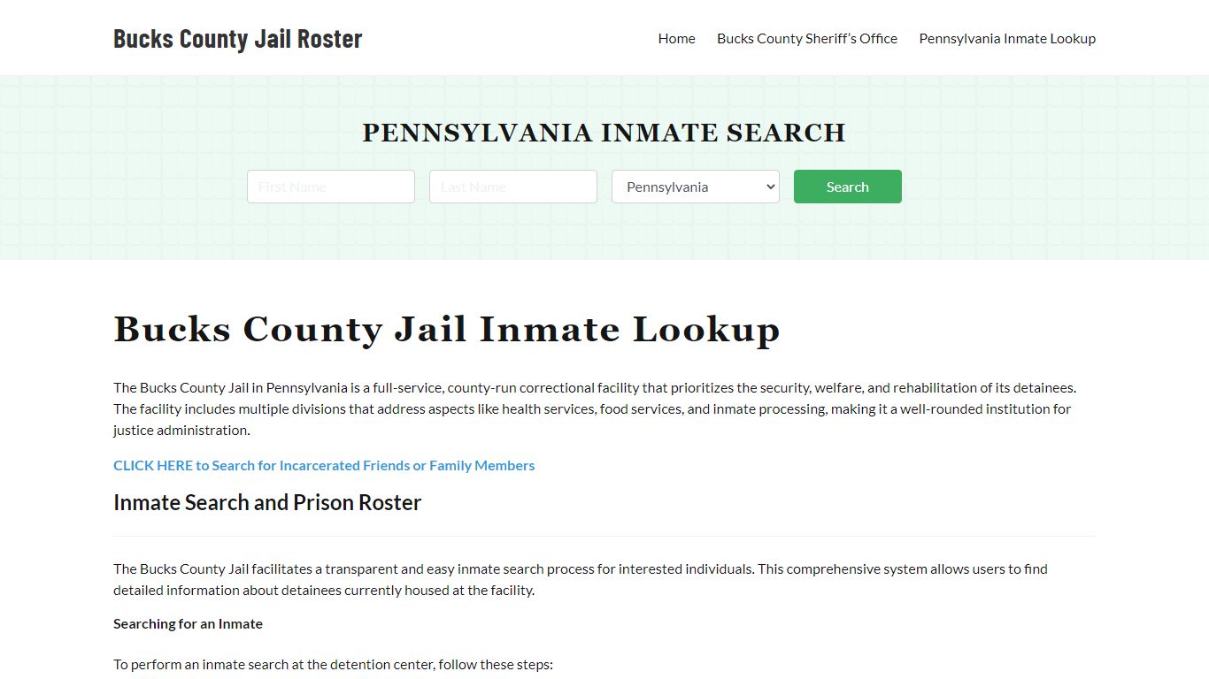 Bucks County Jail Roster Lookup, PA, Inmate Search