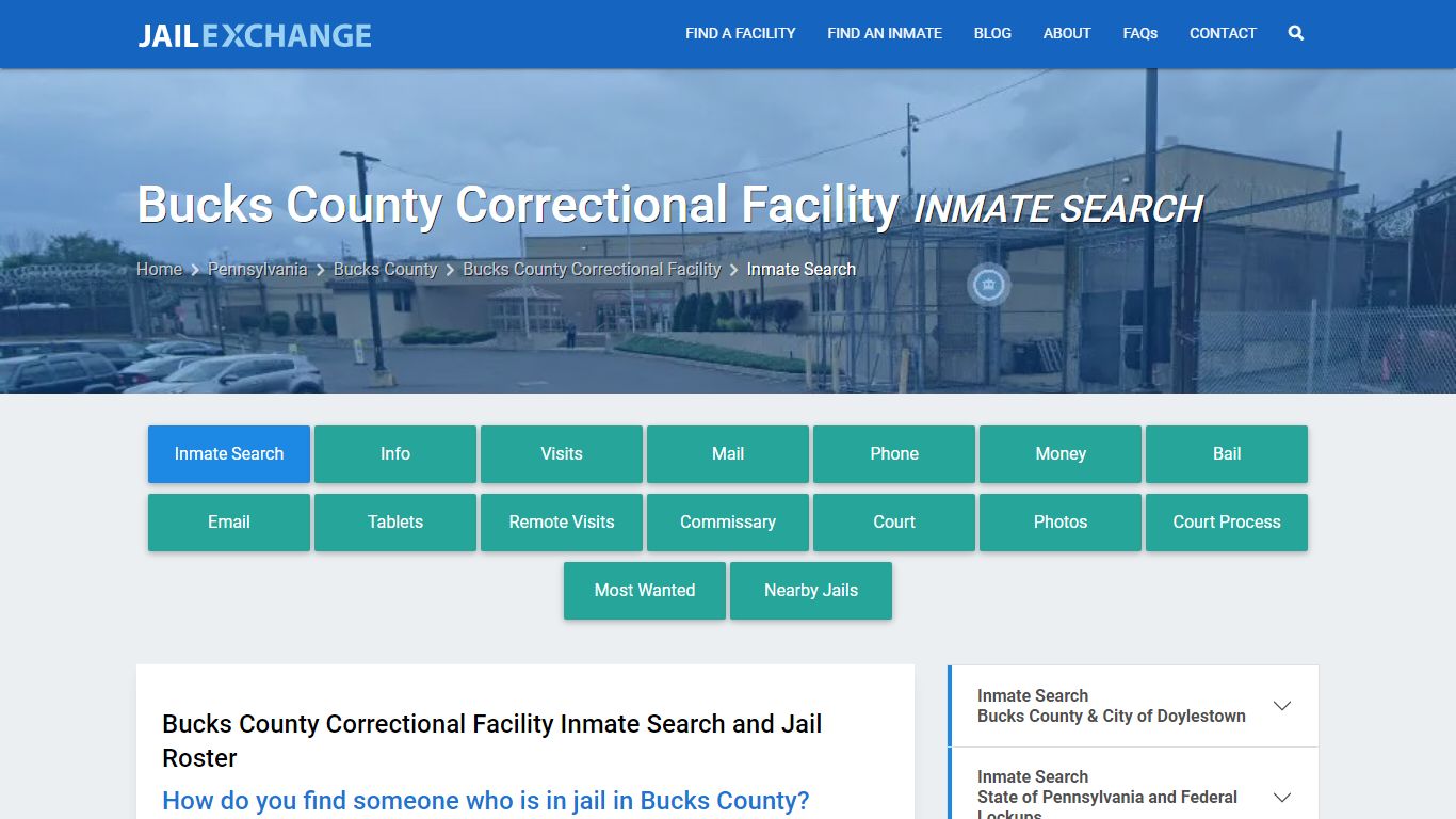 Bucks County Correctional Facility Inmate Search - Jail Exchange